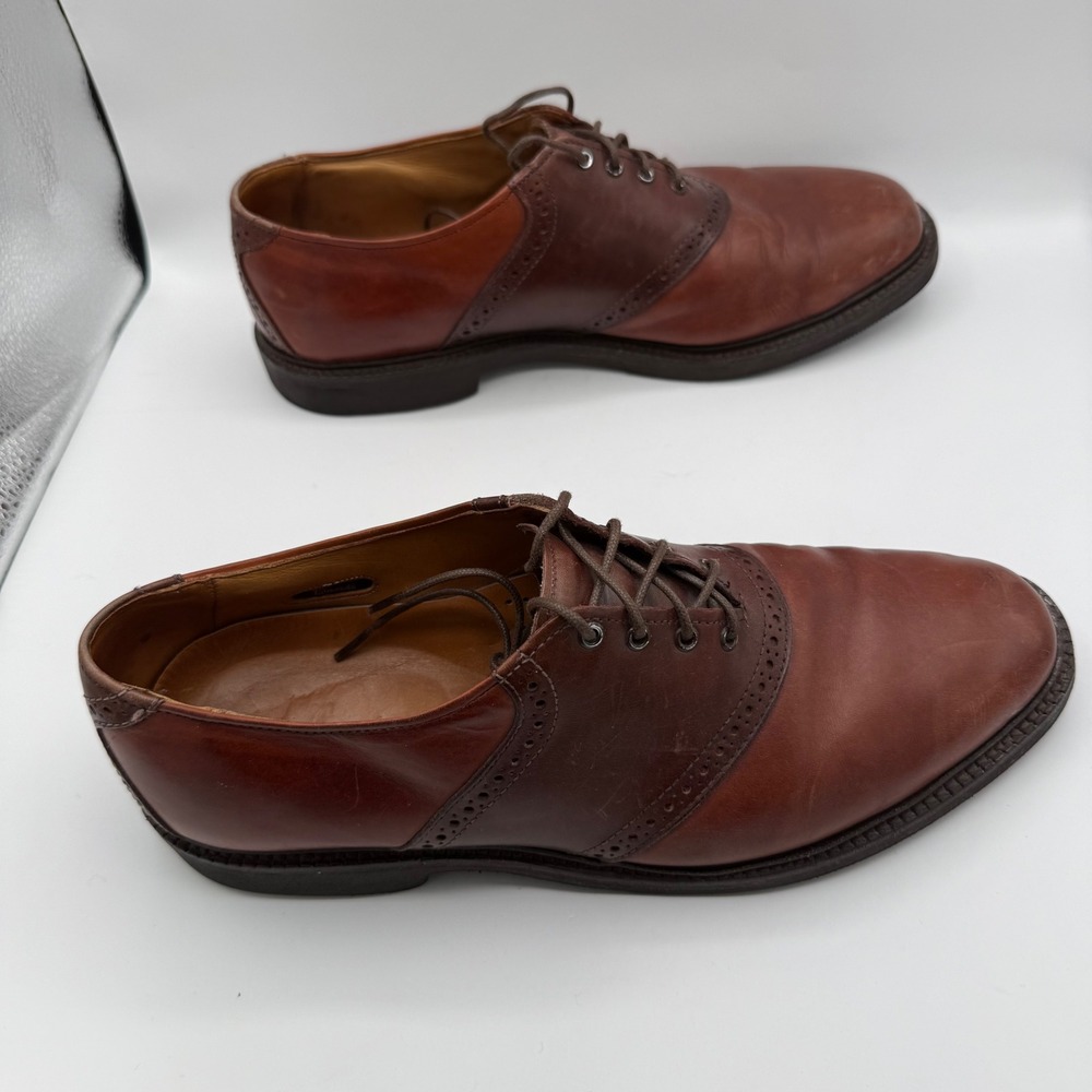 Allen Edmonds Shelton Brown Two Tone Leather Saddle Oxford Shoes Mens 10.5 C - Picture 7 of 9